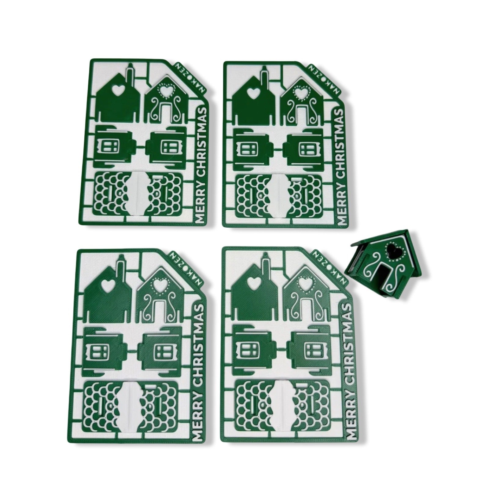 Green Christmas Gingerbread Mini House Kit — 4 Pack