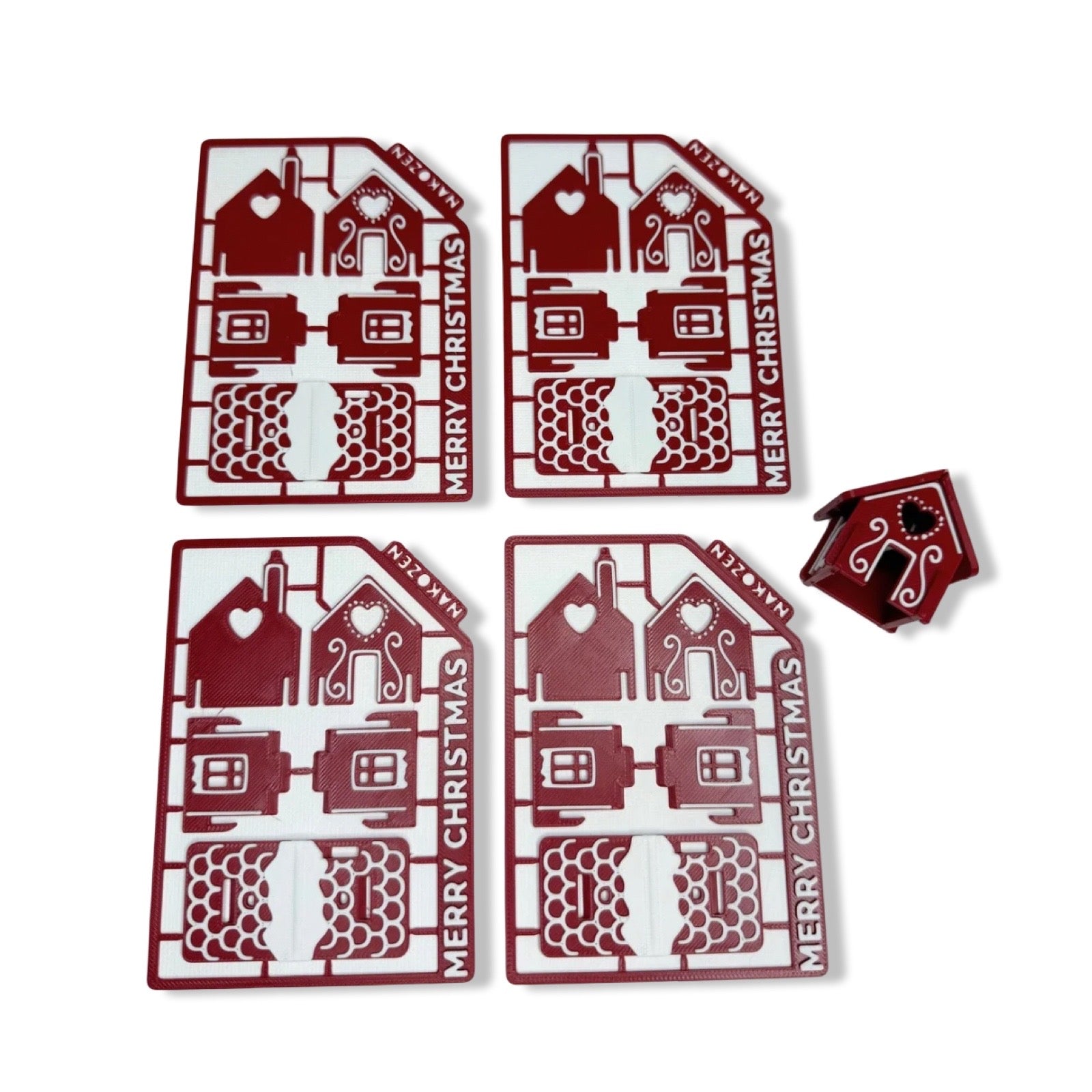 Red Christmas Gingerbread Mini House Kit — 4 Pack
