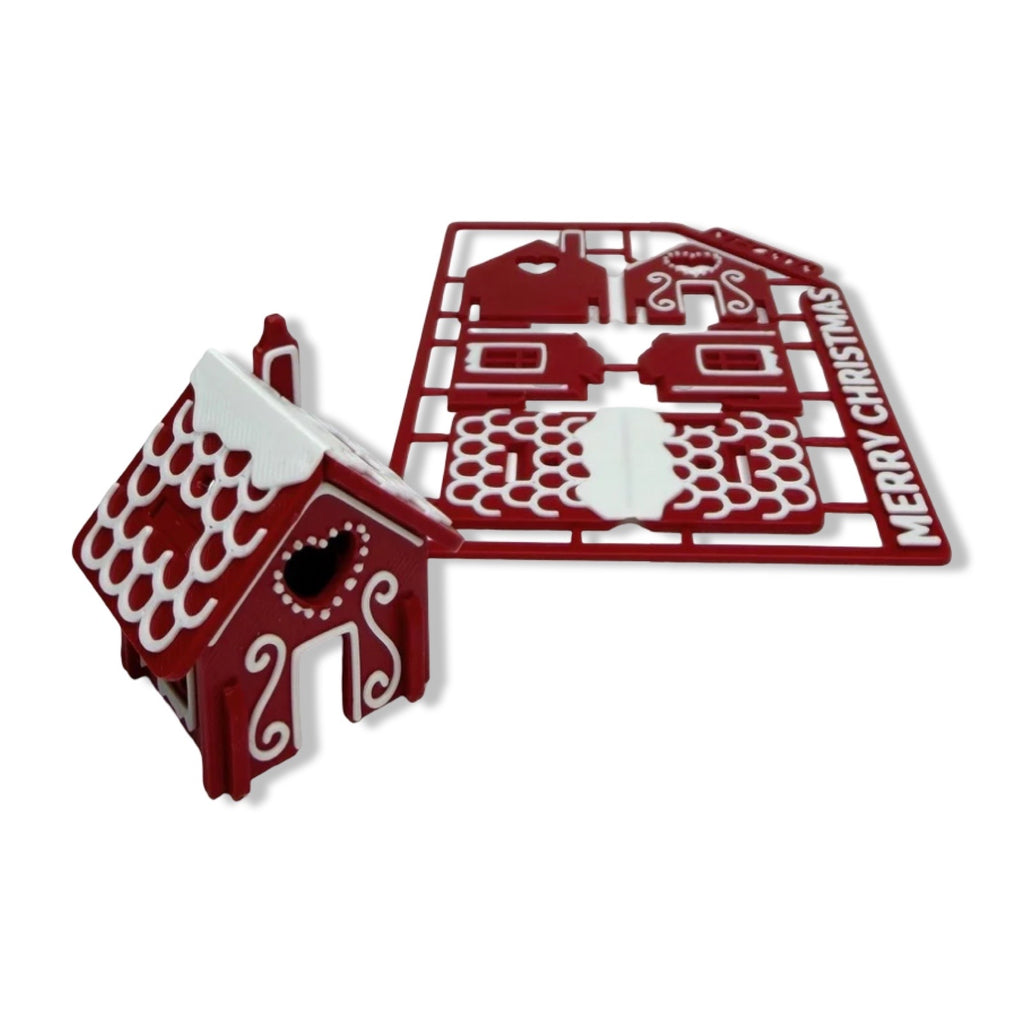 Red Christmas Gingerbread Mini House Kit — 4 Pack